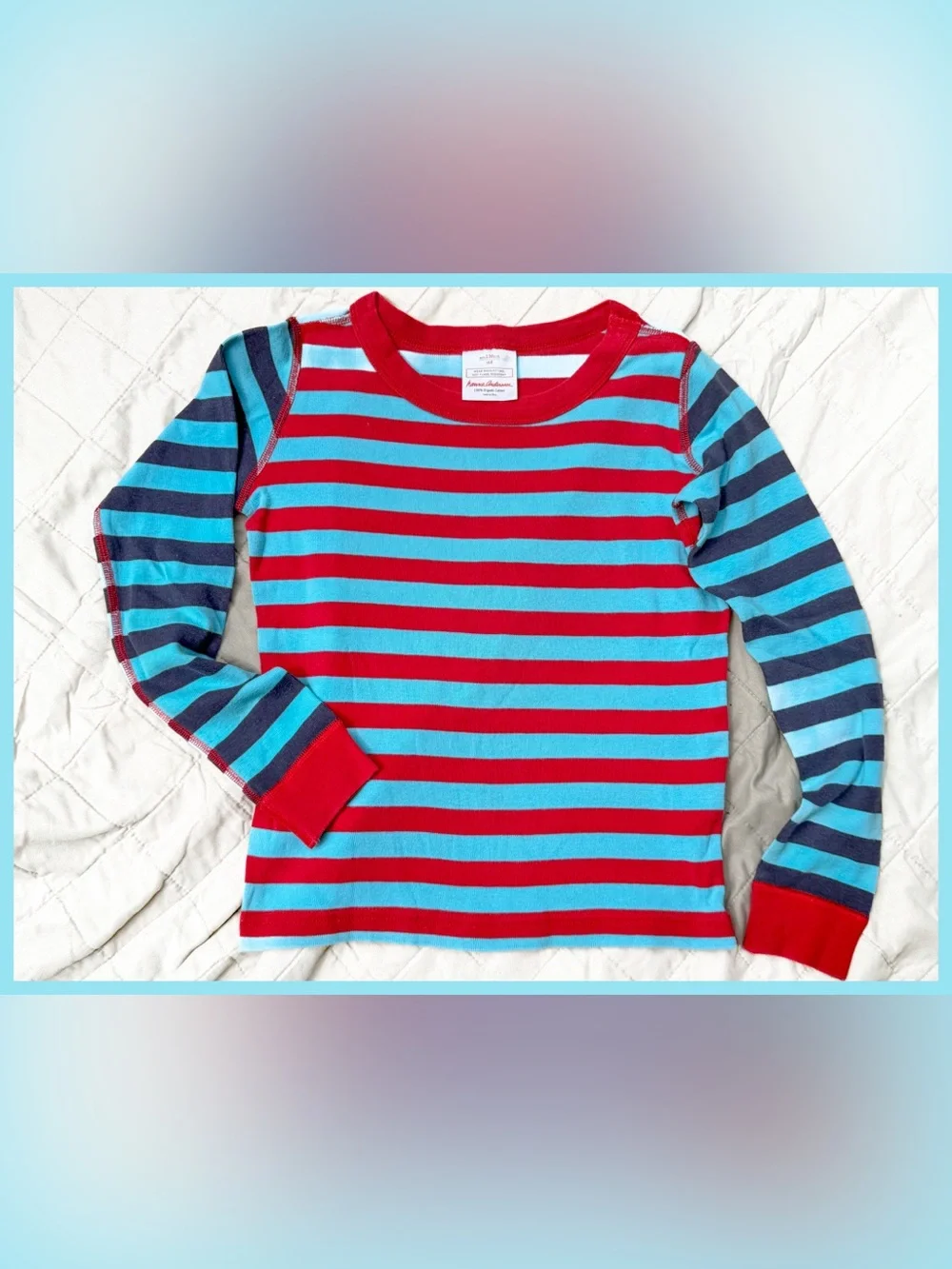 Hanna Andersson Striped Long Sleeve Top 130 8 Boy Girl Organic Shirt Red Blue